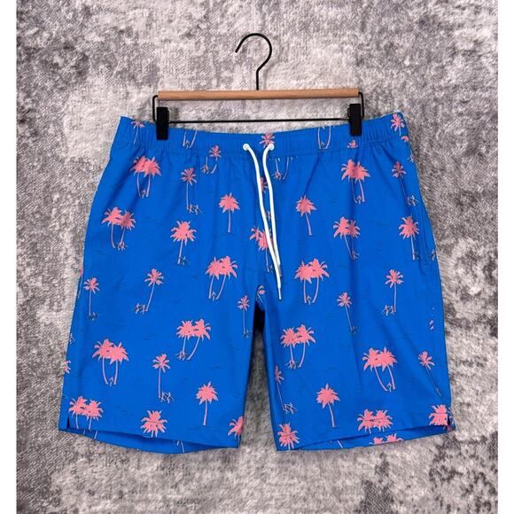 Bonobos Shorts Large Mens Blue & Pink Palm Tree Swim Trunks - Picture 1 of 7